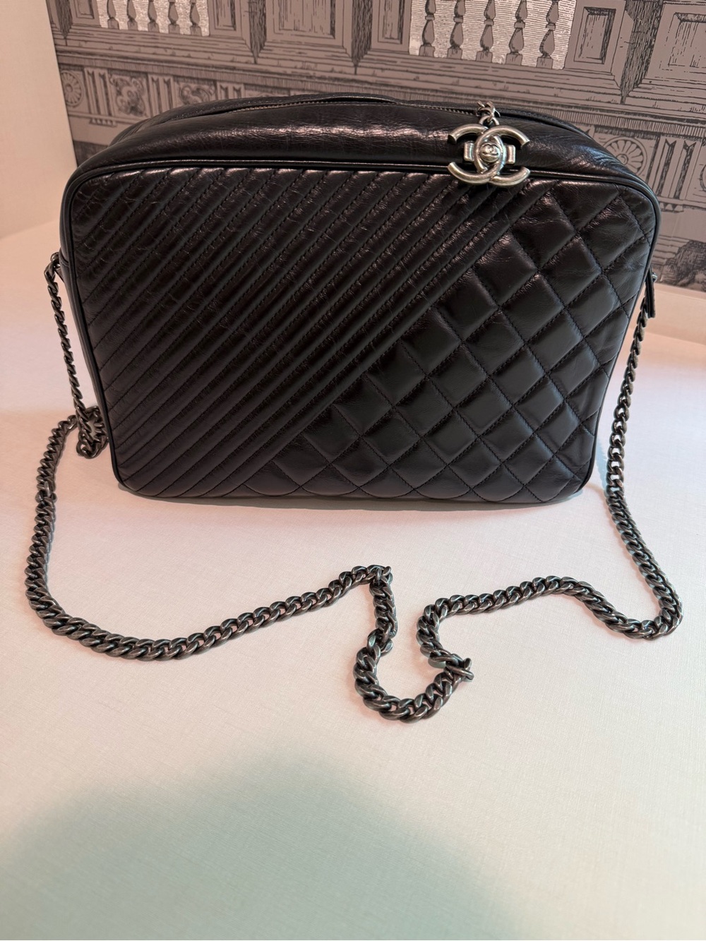 Chanel Boy Bag Matelasse Leather w/ Crossbody Chain